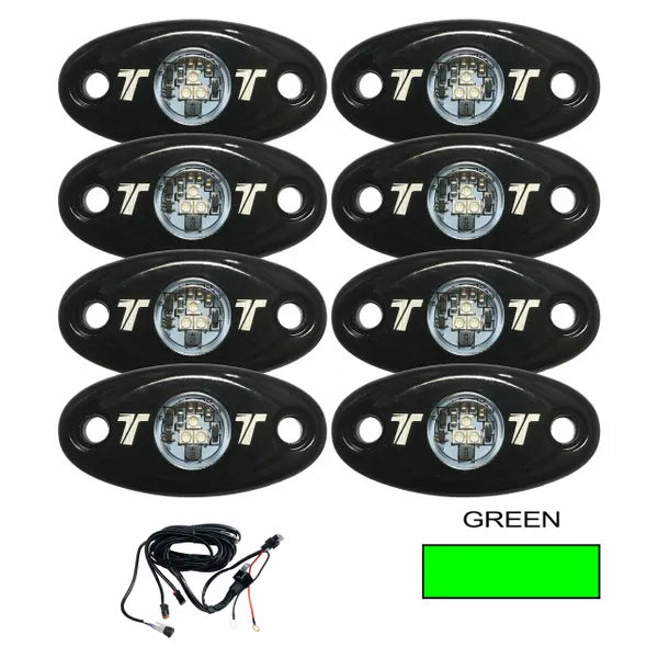 8pc Rock Light Starter Set - Green