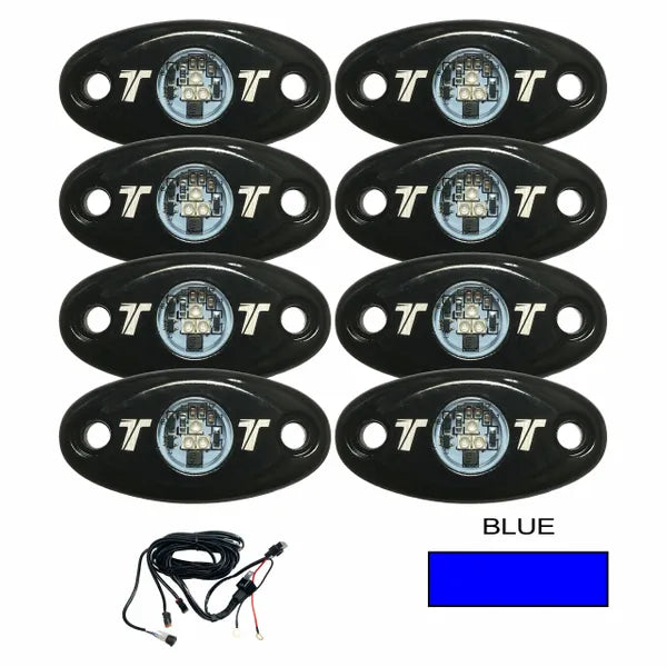 8pc Rock Light Starter Set - Blue