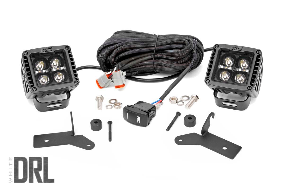 Jeep 2-inch LED Lower Windshield Kit (18-21 Wrangler JL, 20-21 Gladiator JT | Black-Series w/ White DRL)